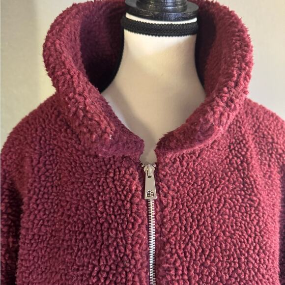 Hot Topic Burgundy Teddy Jacket Zip Front | Size S - Picture 4 of 7
